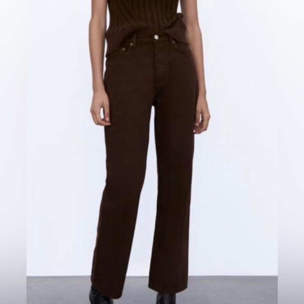 ZARA Straight Leg Brown Denim Jeans